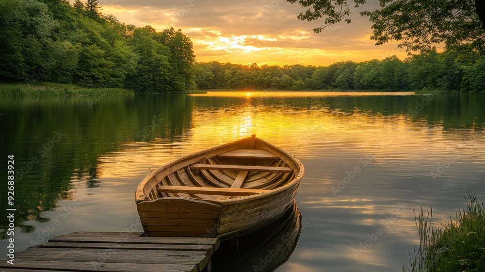 Fototapeta premium Tranquil Sunset on a Serene Lake