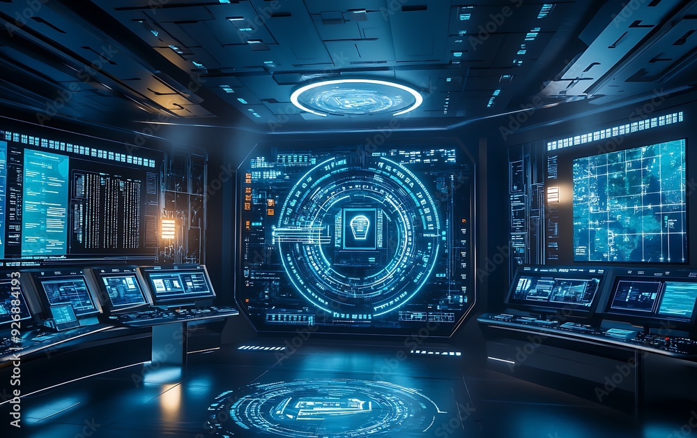 Futuristic Control Room for Managing Identity Verification Systems with Real-Time Data Futuristic Control Room for Managing Identity Verification Systems with Real-Time Data