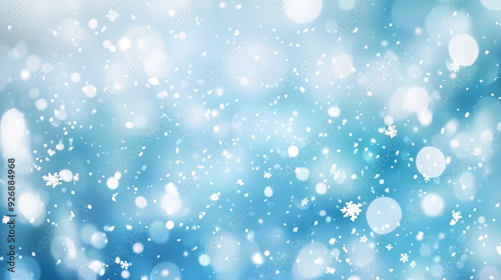 Ethereal Winter Celebration Banner with Snow Bokeh and Glittering Lights, Pastel Blue and Gold Themed Design for Christmas or New Year's Festivities, Copy Space Included Ethereal Winter Celebration Banner with Snow Bokeh and Glittering Lights, Pastel Blue and Gold Themed Design for Christmas or New Year's Festivities, Copy Space Included
