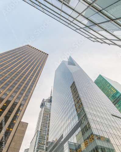 New York skyscrapers vew from street level