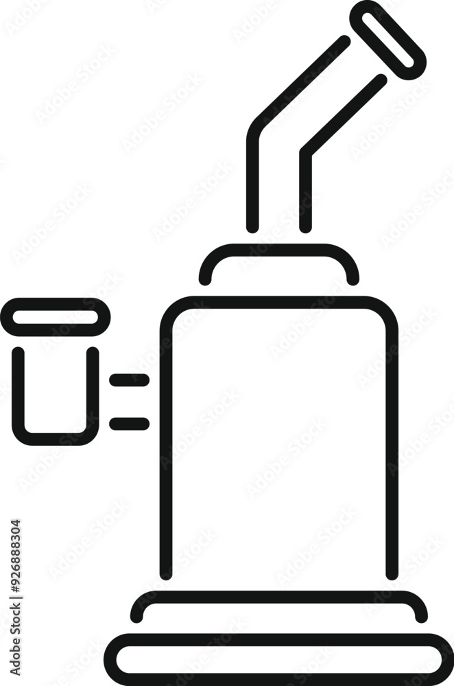 Simple outline design of a bong with a pipe, perfect for representing smoking accessories Simple outline design of a bong with a pipe, perfect for representing smoking accessories