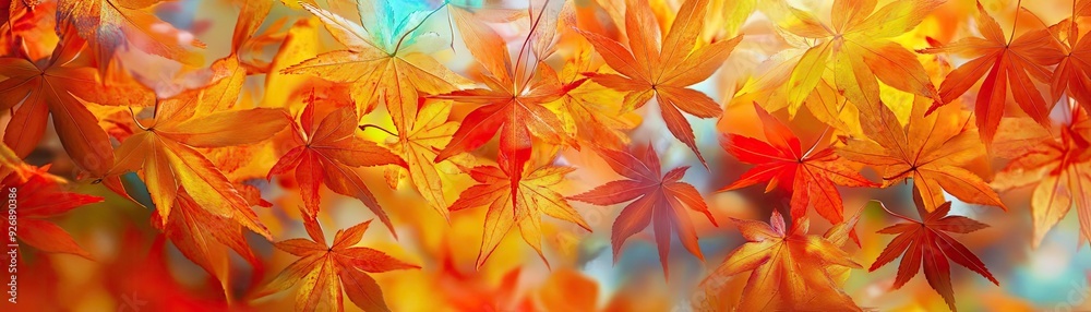 Vibrant autumn leaves in a stunning display of red and orange hues, creating a warm, inviting atmosphere. Vibrant autumn leaves in a stunning display of red and orange hues, creating a warm, inviting atmosphere.