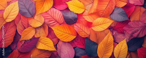 Wallpaper Mural Vibrant autumn leaves in a variety of colors, creating a beautiful natural pattern, perfect for seasonal themes and creative projects. Torontodigital.ca