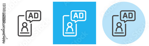 インターネット広告、スマートフォン向け｜ライン・アイコン　[線の編集可能]