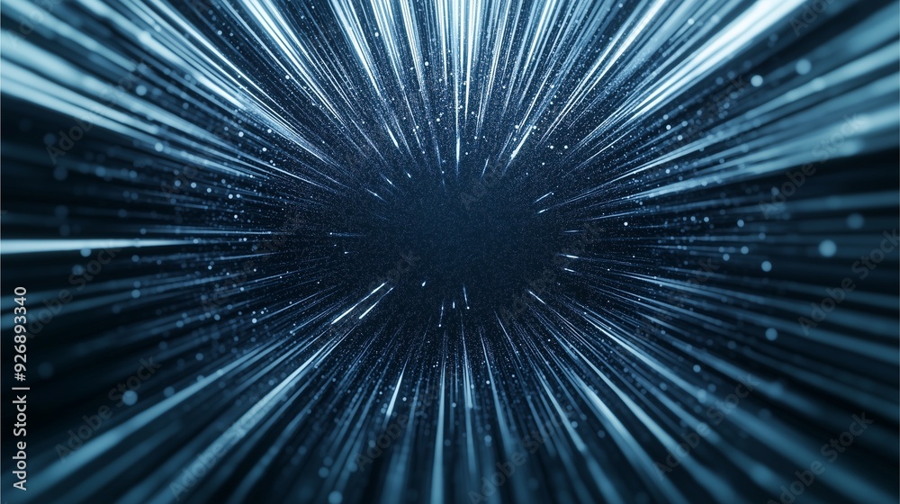 Hyperspace Tunnel of Blue Light Streaks in Abstract Digital Art. Hyperspace Tunnel of Blue Light Streaks in Abstract Digital Art.