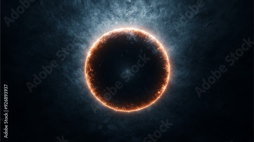 Glowing Ring of Fire Around Dark Void in Cosmic Abstract Art. photo