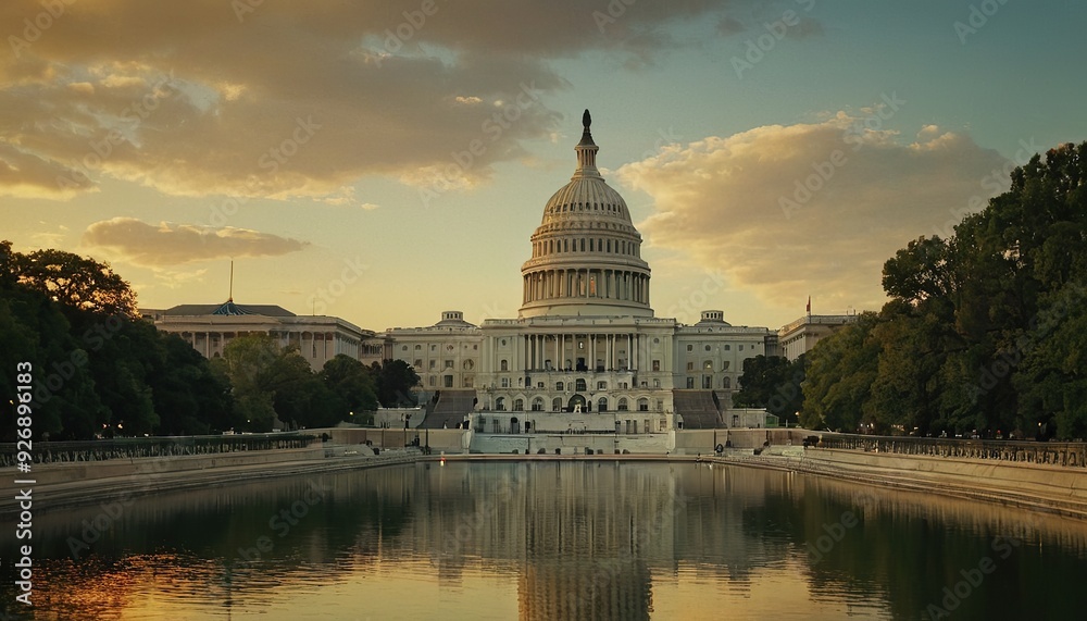 Fototapeta premium US Capitol building at sunset, Washington DC, USA. 4
