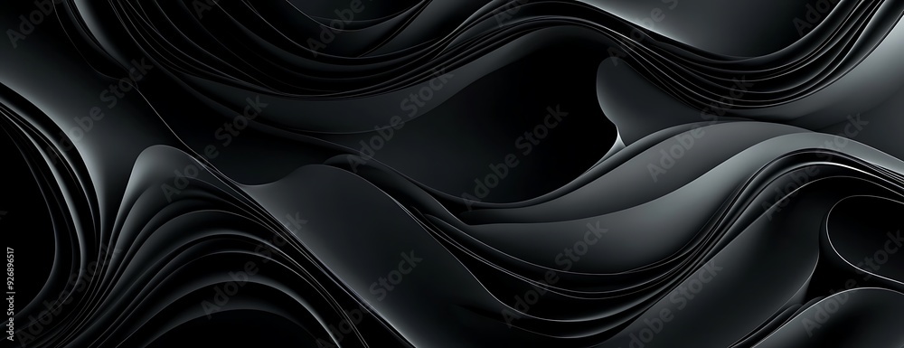 Abstract black wavy background with depth and texture. Abstract black wavy background with depth and texture.