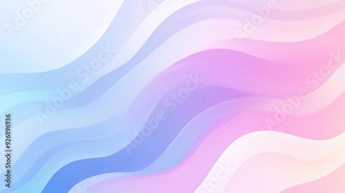 Elegant Gradient Wavy Lines Vector Illustration, Modern Minimalist Pastel Blue and Purple Aesthetic, Soft Lighting, Detailed Design Elements