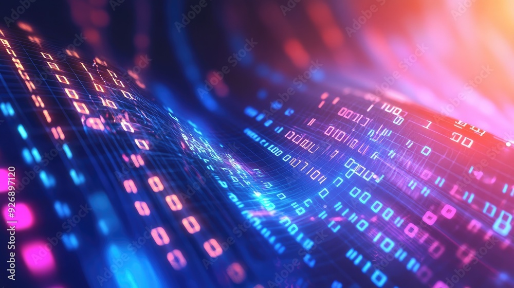 Abstract wave of binary code flowing through space Abstract wave of binary code flowing through space