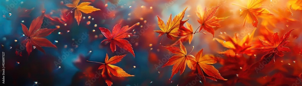 Vibrant autumn leaves dance in a colorful background, showcasing the beauty of nature's seasonal transition and warm hues. Vibrant autumn leaves dance in a colorful background, showcasing the beauty of nature's seasonal transition and warm hues.