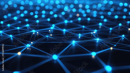 Digital network connections glowing in a geometric pattern