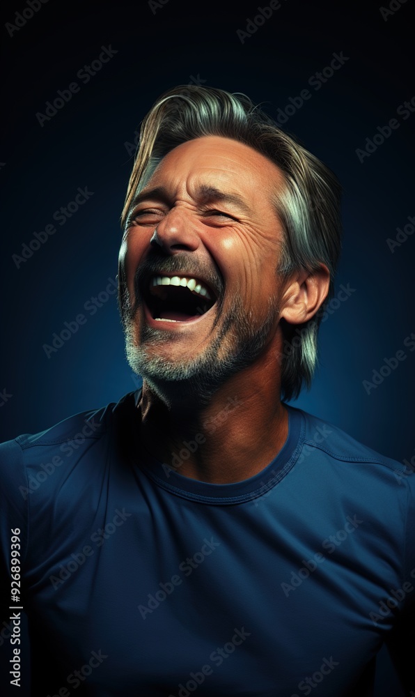 Middle age caucasian man isolated on blue Middle age caucasian man isolated on blue