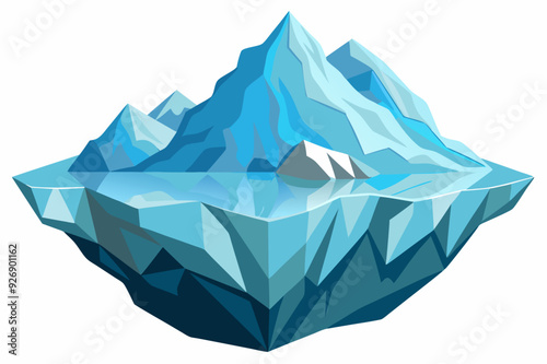 A Crystalline Blue Iceberg with a Reflection of its Peaks