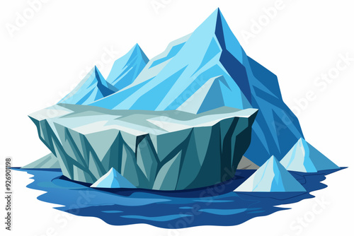 Large Iceberg With Jagged Edges Floating in Blue Water