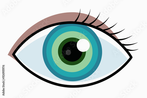 Cartoon Illustration of a Single Open Eye with Eyelashes