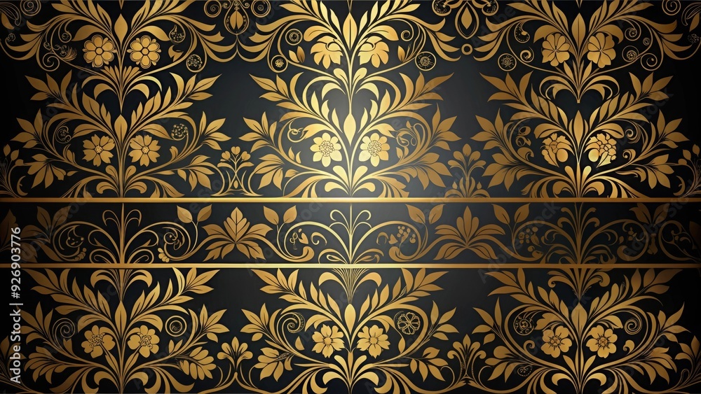 Black and gold wallpaper with elegant floral design and gold leaves , elegant, luxurious, decor, floral, flowers, gold Black and gold wallpaper with elegant floral design and gold leaves , elegant, luxurious, decor, floral, flowers, gold