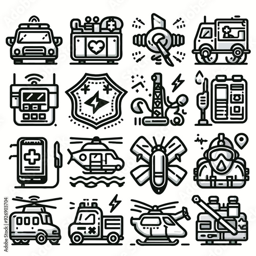 emergency icon set vector