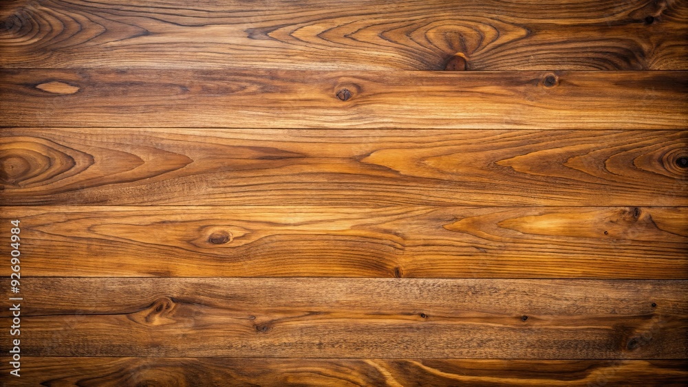 Fototapeta premium Top view of textured hardwood surface with copy space mock up