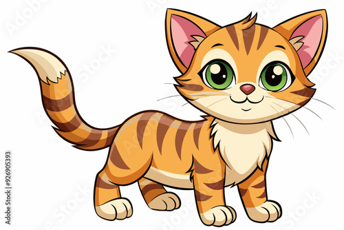 A Cartoon Illustration of a Smiling Tabby Cat