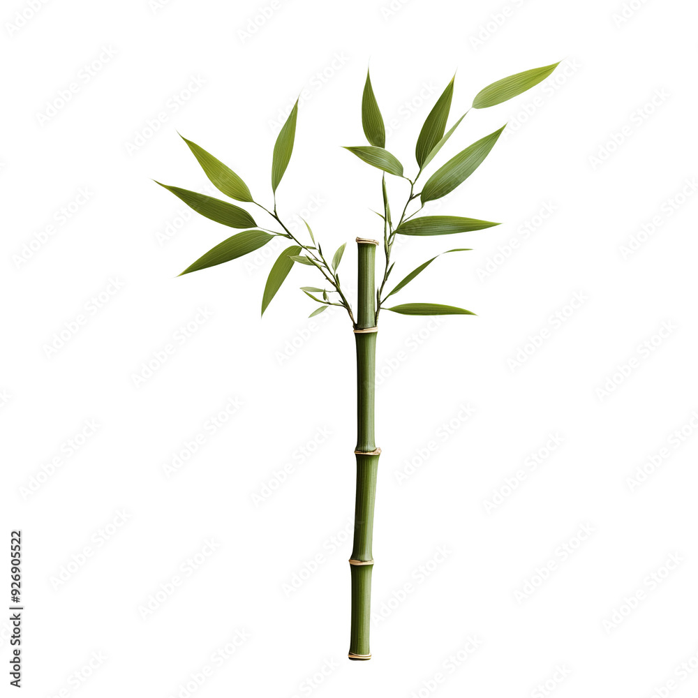 Fototapeta premium Green Bamboo Branch Isolated on White