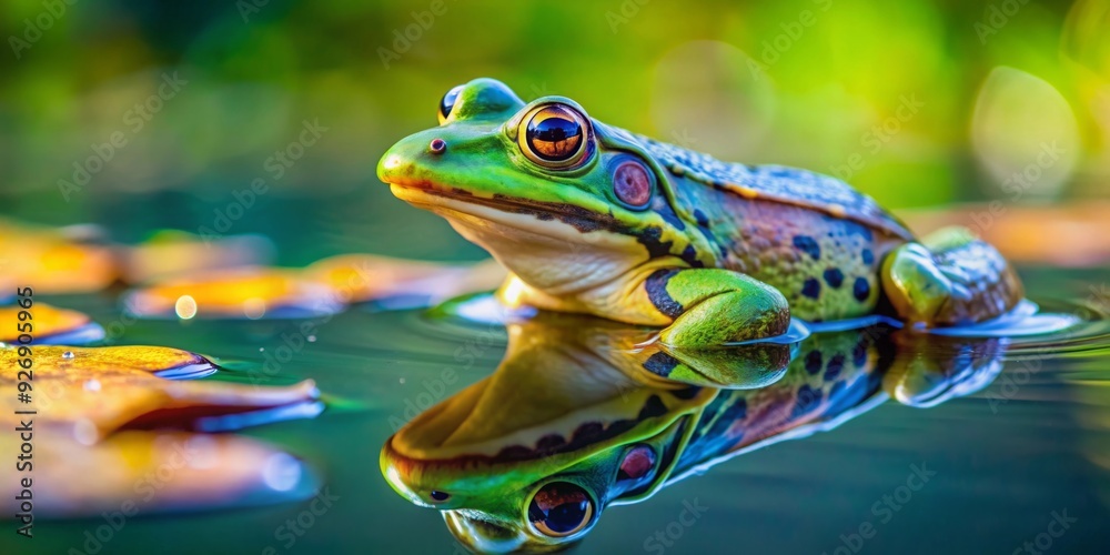 A tranquil photo of a colorful frog sitting in a peaceful pond, frog, pond, wildlife, nature, green, peaceful A tranquil photo of a colorful frog sitting in a peaceful pond, frog, pond, wildlife, nature, green, peaceful