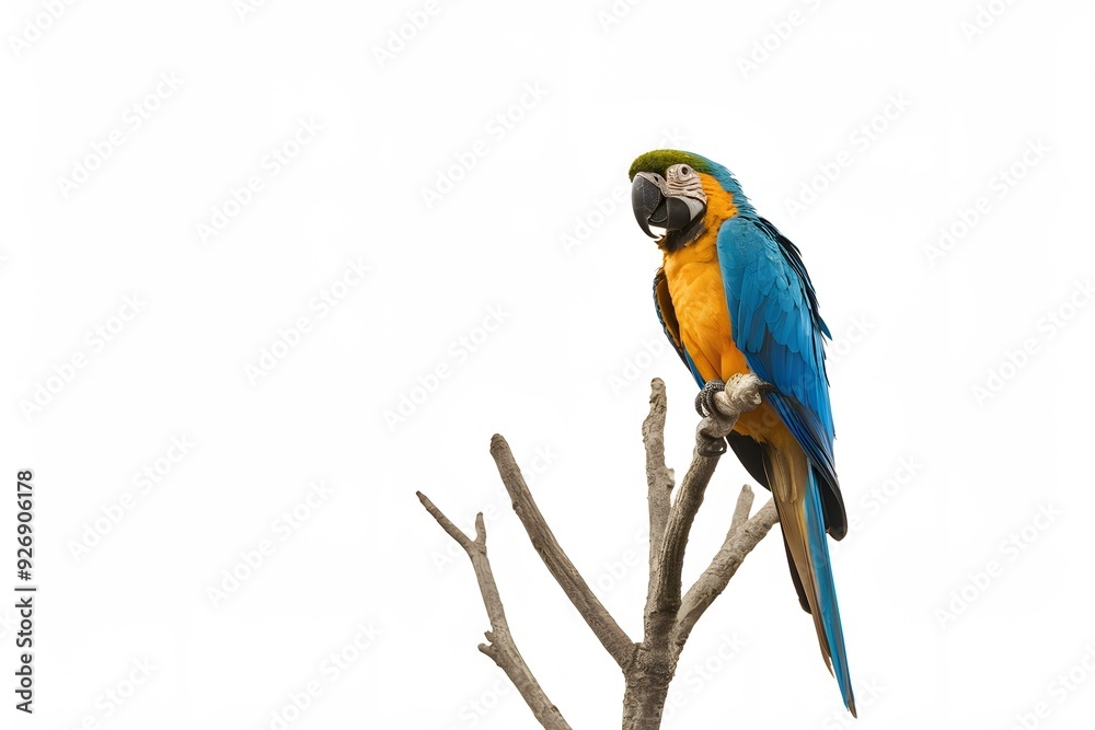 Yellow-Breasted Blue Macaw Perched on a Branch on a White Background, Wallpaper, Cover and Screen for Smartphone, Cell Phone, Computer, Laptop, 9:16 and 16:9 Format Yellow-Breasted Blue Macaw Perched on a Branch on a White Background, Wallpaper, Cover and Screen for Smartphone, Cell Phone, Computer, Laptop, 9:16 and 16:9 Format
