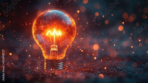 An animated light bulb surrounded by colorful sparkles, illustrating the concept of a breakthrough idea or creative solution.