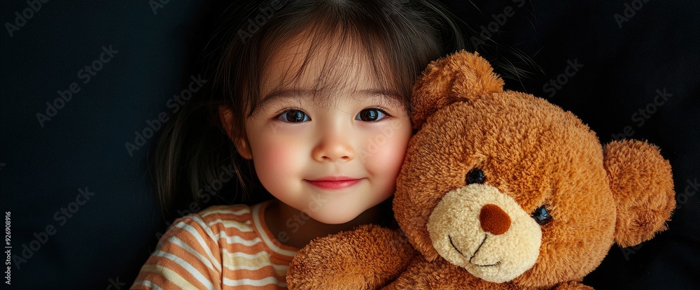 Asian Girl With Her Teddy Bear, Warmth And Comfort At Home Asian Girl With Her Teddy Bear, Warmth And Comfort At Home