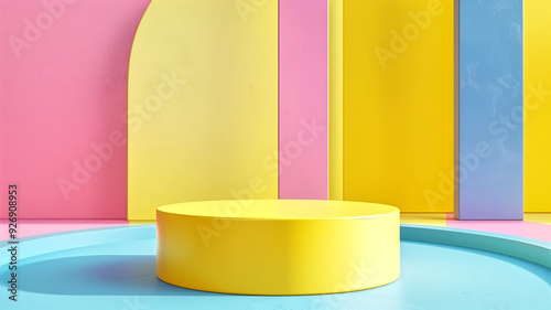 Vibrant Abstract Geometric Background with Colorful Shapes and Modern Design Elements in Pastel Tones