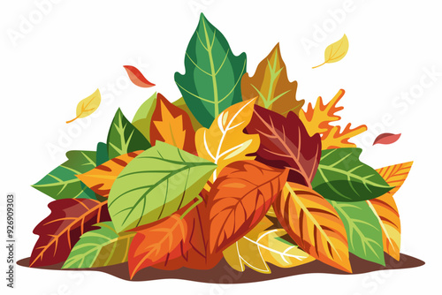 Colorful Autumn Leaves Pile with Falling Leaves