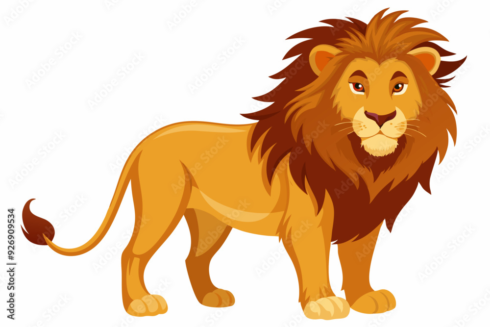 Cartoon Illustration of a Standing Lion with a Mane Cartoon Illustration of a Standing Lion with a Mane