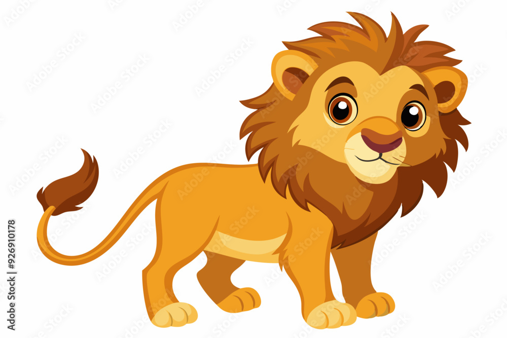 Cartoon Illustration of a Friendly Lion Cub Cartoon Illustration of a Friendly Lion Cub