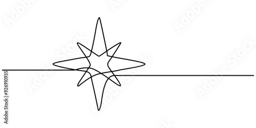 hand draw doodle stars illustration in continuous line arts style vector, One line  Drawing or illustration of a star, Star icon One continuous line drawing of a star, One-line star icon vector