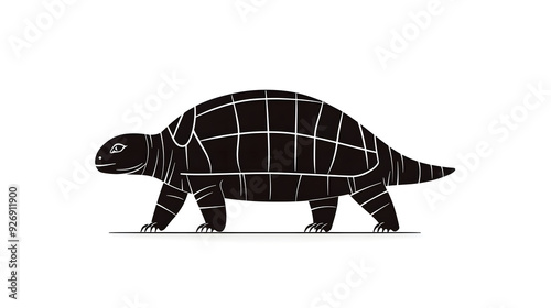 black silhouette of Glyptodon illustration icon for logo, isolated on white background photo