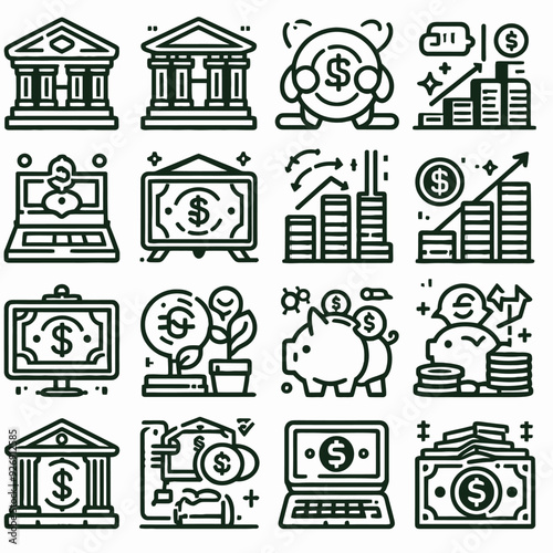 finance icon set vector