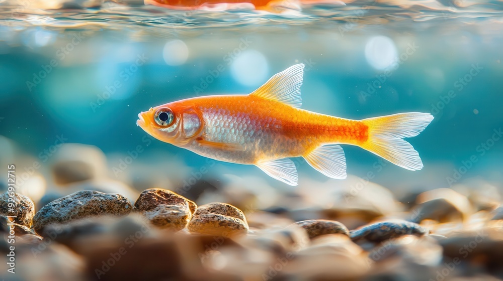 Naklejka premium Rainbowfish in a crystalclear stream, Wild fish, Natures palette