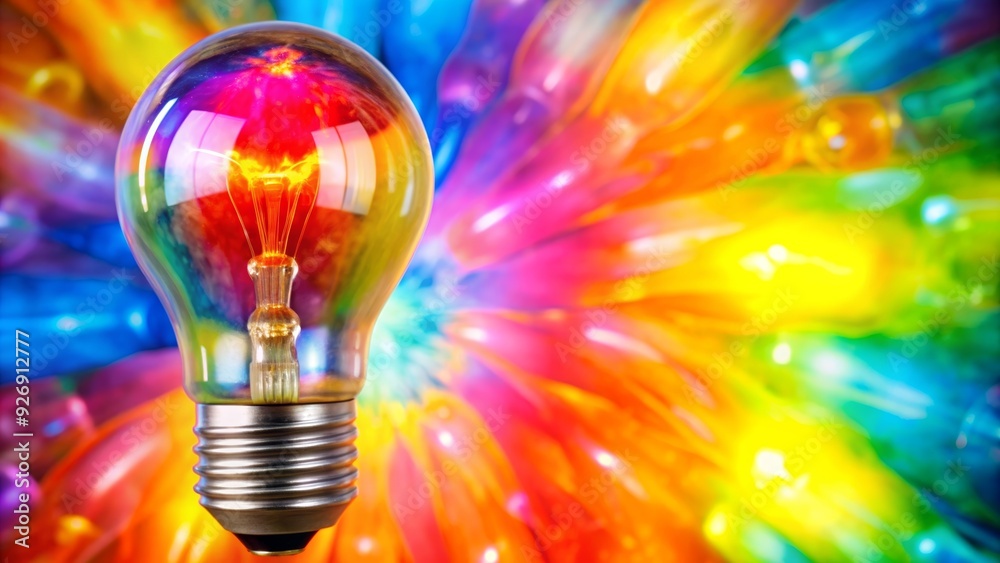 Vibrant light bulb symbolizing bright ideas and creativity, innovation, inspiration, imagination, innovation