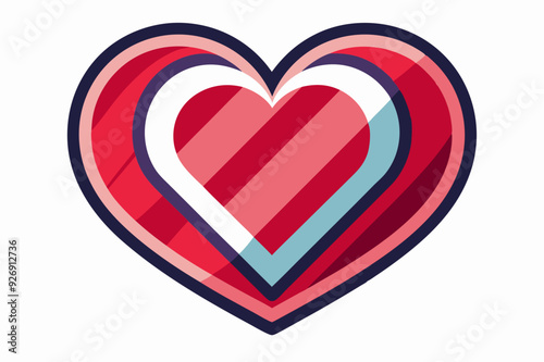 Multilayered Red Heart with Diagonal Stripes and Outline