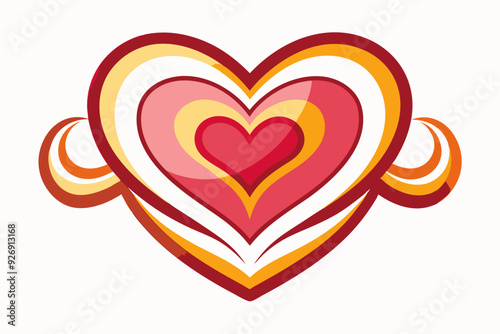 Multicolored Heart with Swirling Lines and Red Center