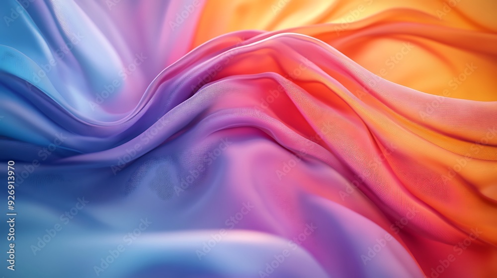 Fototapeta premium Abstract colorful fabric background with smooth, flowing curves, creating a sense of movement and fluidity.