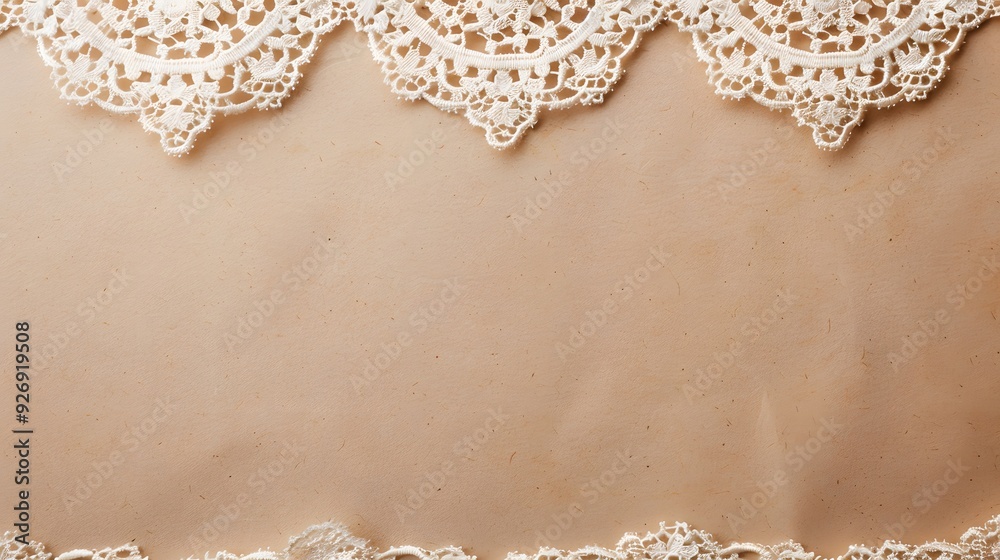 Fototapeta premium A white lace border is drawn on a brown background