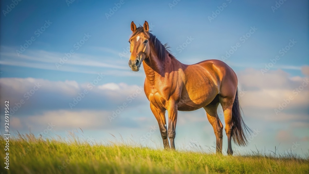 Brown horse standing alone on isolated background, horse, brown, isolated, animal, mammal, livestock, equine, domestic, farm Brown horse standing alone on isolated background, horse, brown, isolated, animal, mammal, livestock, equine, domestic, farm