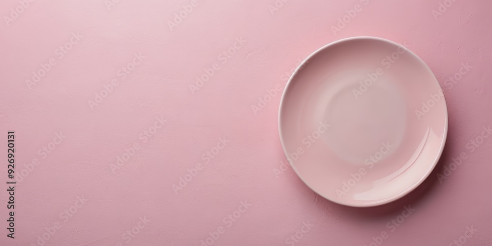 Empty pastel pink plate on matching tabletop background, viewed from above , kitchen, ceramic, tabletop, pastel, pink Empty pastel pink plate on matching tabletop background, viewed from above , kitchen, ceramic, tabletop, pastel, pink