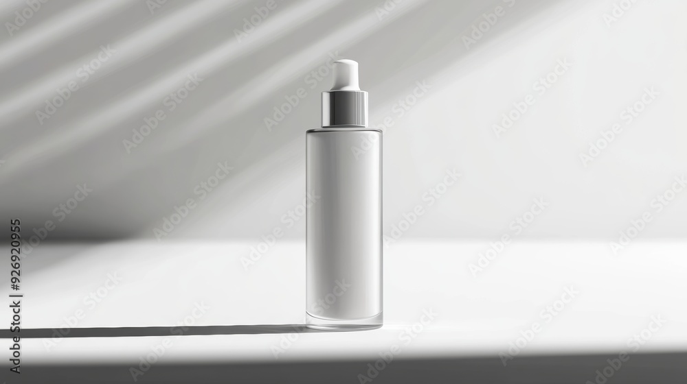 White Dropper Bottle with Silver Cap in Minimalist Setting White Dropper Bottle with Silver Cap in Minimalist Setting