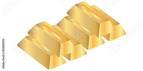 Stack Of Luxury Gold Bars On White Background, Financial Concept Vector Illustration.