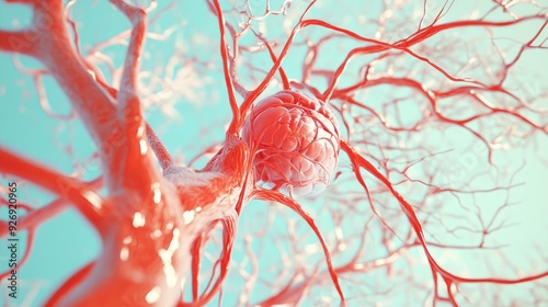 Circulatory system, arteries and veins, 3D illustration photo