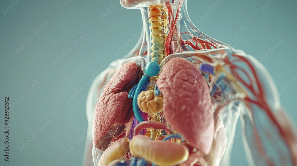Obraz premium Internal organs, thoracic cavity, 3D illustration