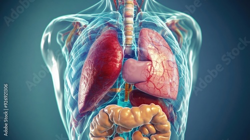 Internal organs, thoracic cavity, 3D illustration photo