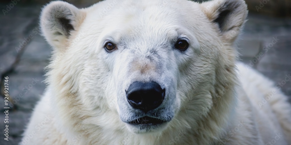 Close up of a polar bear's face and head, polar bear, arctic animal, wildlife, predator, close up, portrait